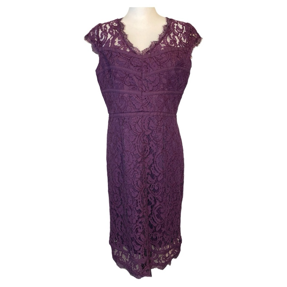 Adrianna Papell‎ Plum Lace Cocktail Dress Size 8